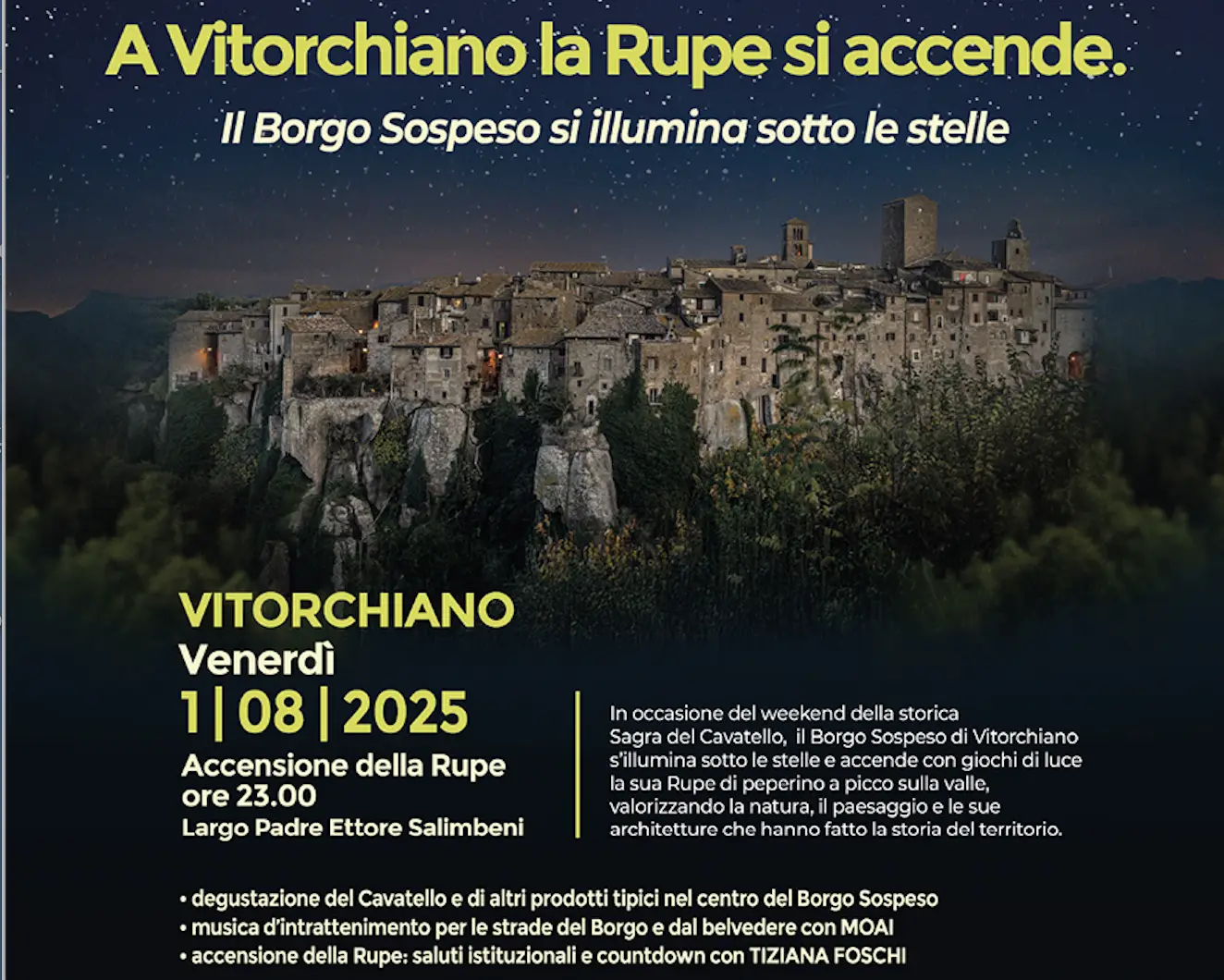 Vitorchiano accende la Rupe: una serata tra luci, storia e tradizione